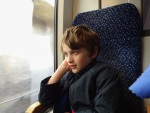 Gabe on the train from the Vienna Airport into town, 4 April