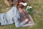 Grandma Joyce's grave getting some new paint, Monterey, 25 July