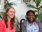 Mina with her classmate Marie at a welcome gathering hosted by the Bahá’í community of Hluboká, 26 August