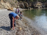 Skipping stones at Point Lobos with Arthur and Mica, 5 August