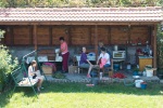Preparing the roasted peppers in our back yard, Krupnik, 18 August