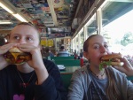 Lunch at the Happy Burger Diner in Mariposa, 3 August