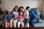 Emi's cousin Mitko and his girls in our rental house in Pebble Beach, California, July
