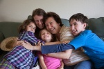Emi's cousin Mitko and his girls in our rental house in Pebble Beach, California, July